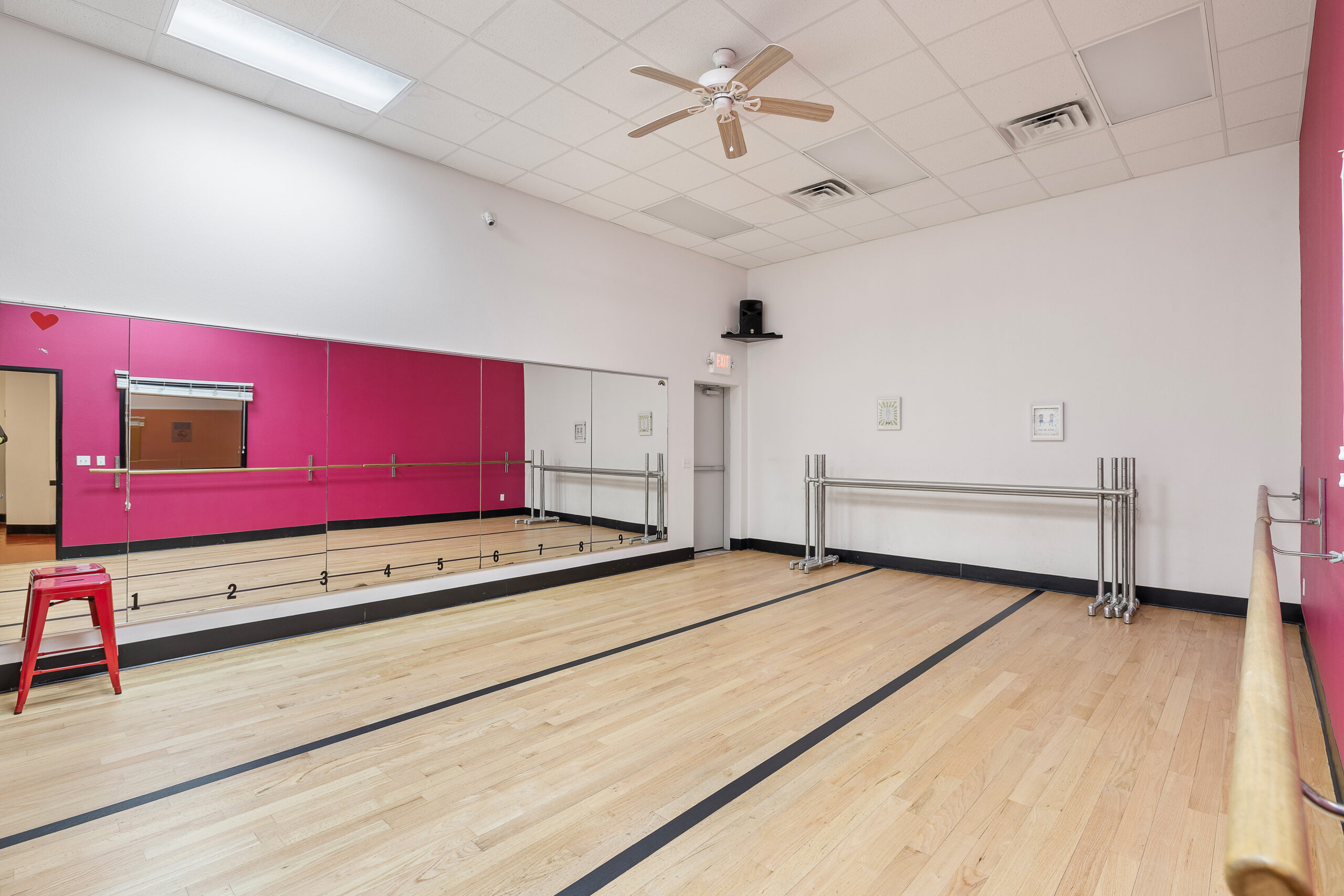 Studio 2 equipped with viewing windows for parents and video monitors for instruction